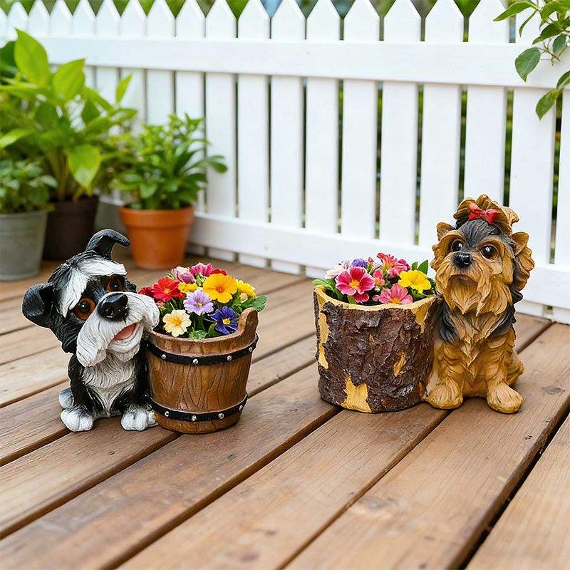 🐶 Adorable Dog Planter Figurines – Whimsical Garden Decor 🌱✨