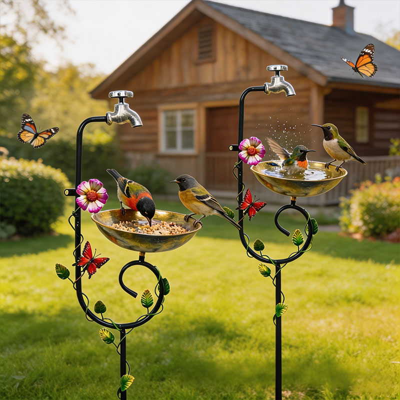 🐦 Faucet Bird Feeder & Bath – 3-in-1 Garden Stake Decor ✨