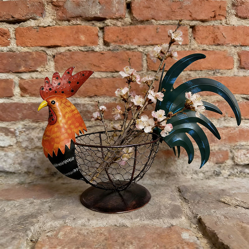 🐔 Rustic Rooster Wire Basket – Farmhouse Charm for Every Space ✨