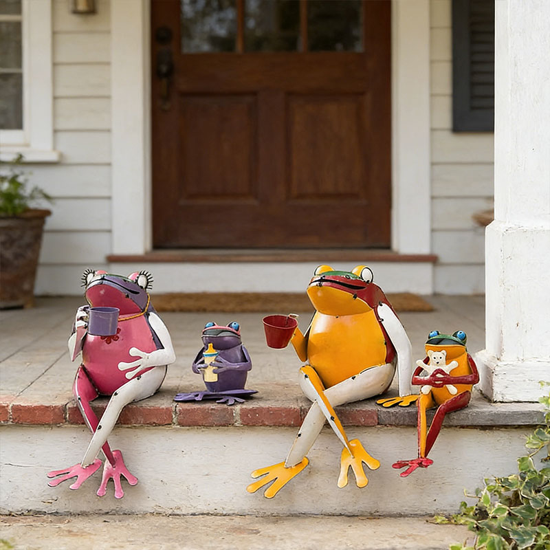 🐸 Whimsical Metal Frog Family Garden Decor – 4 Cute Styles ✨