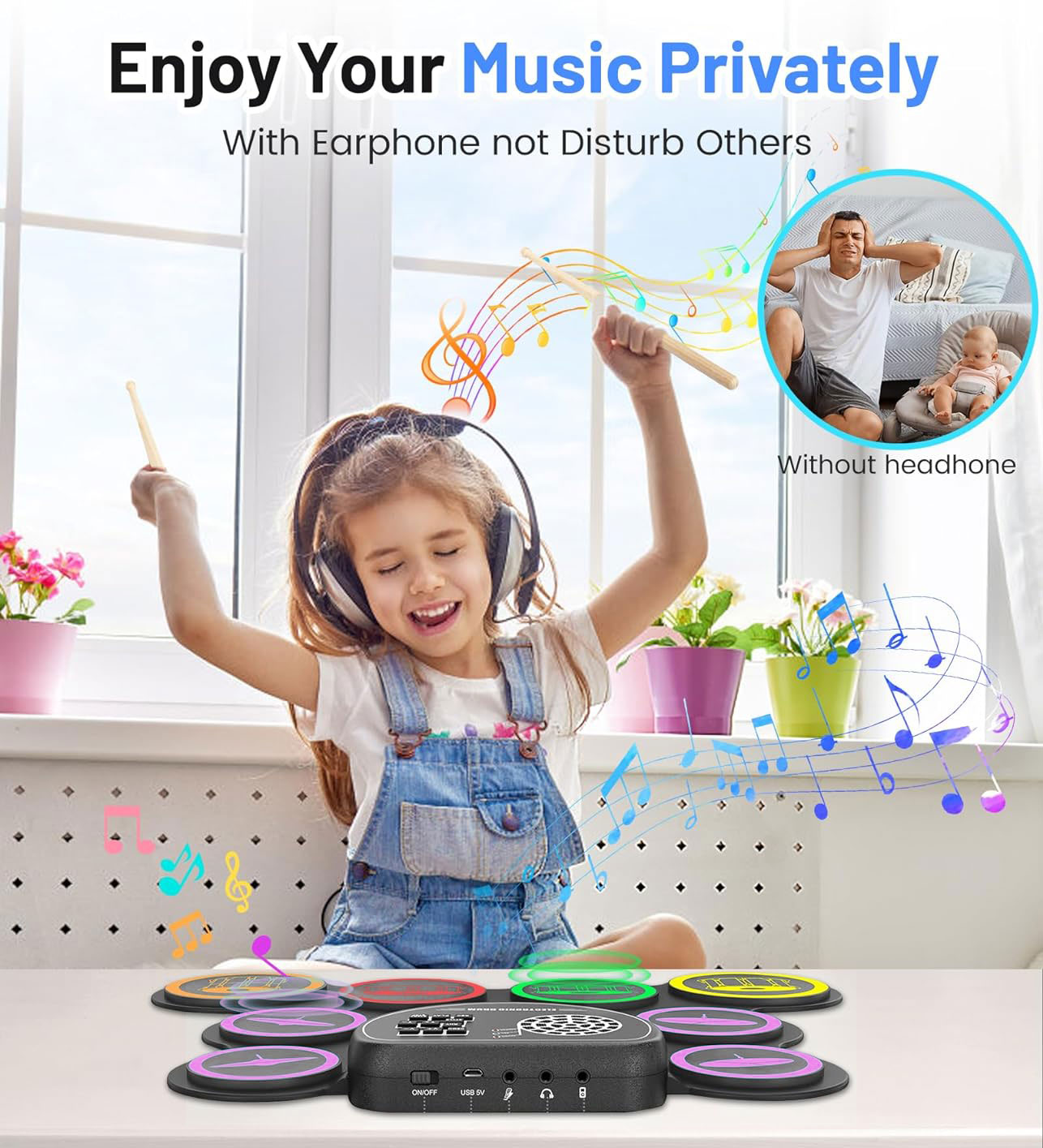 Electronic Drum Set，Great Christmas Holiday Gift for Kids