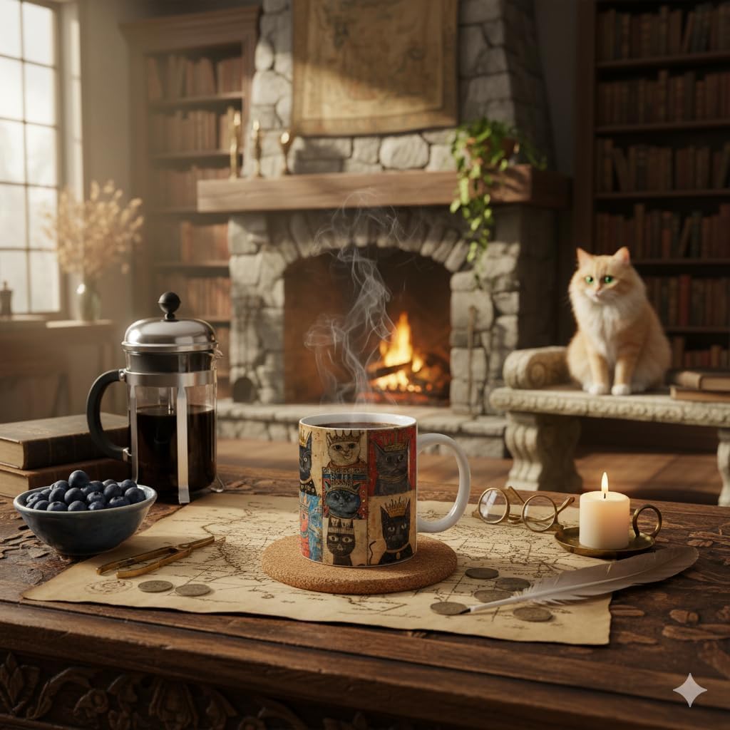 Medieval Crowned Cat Mug