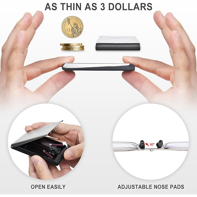 Portable Folding Reading Glasses with Blue Light Protection