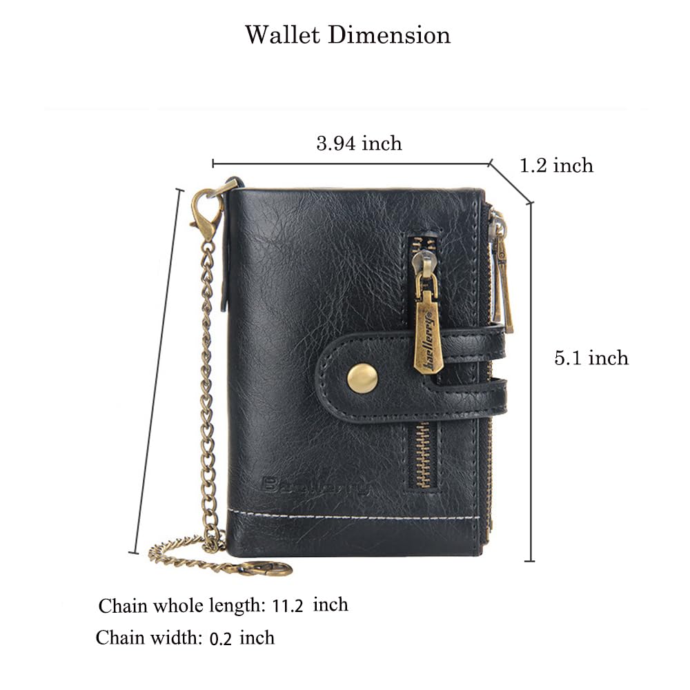 Mens RFID Vintage Bifold Wallet with Chain