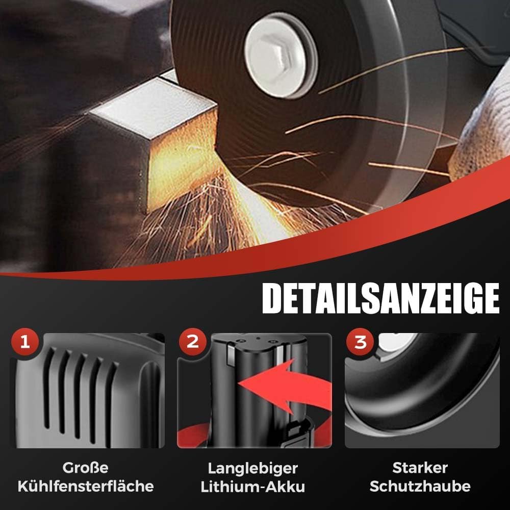 2025 New Cordless Angle Grinder 12V Mini Angle Grinder with Cutting Disc