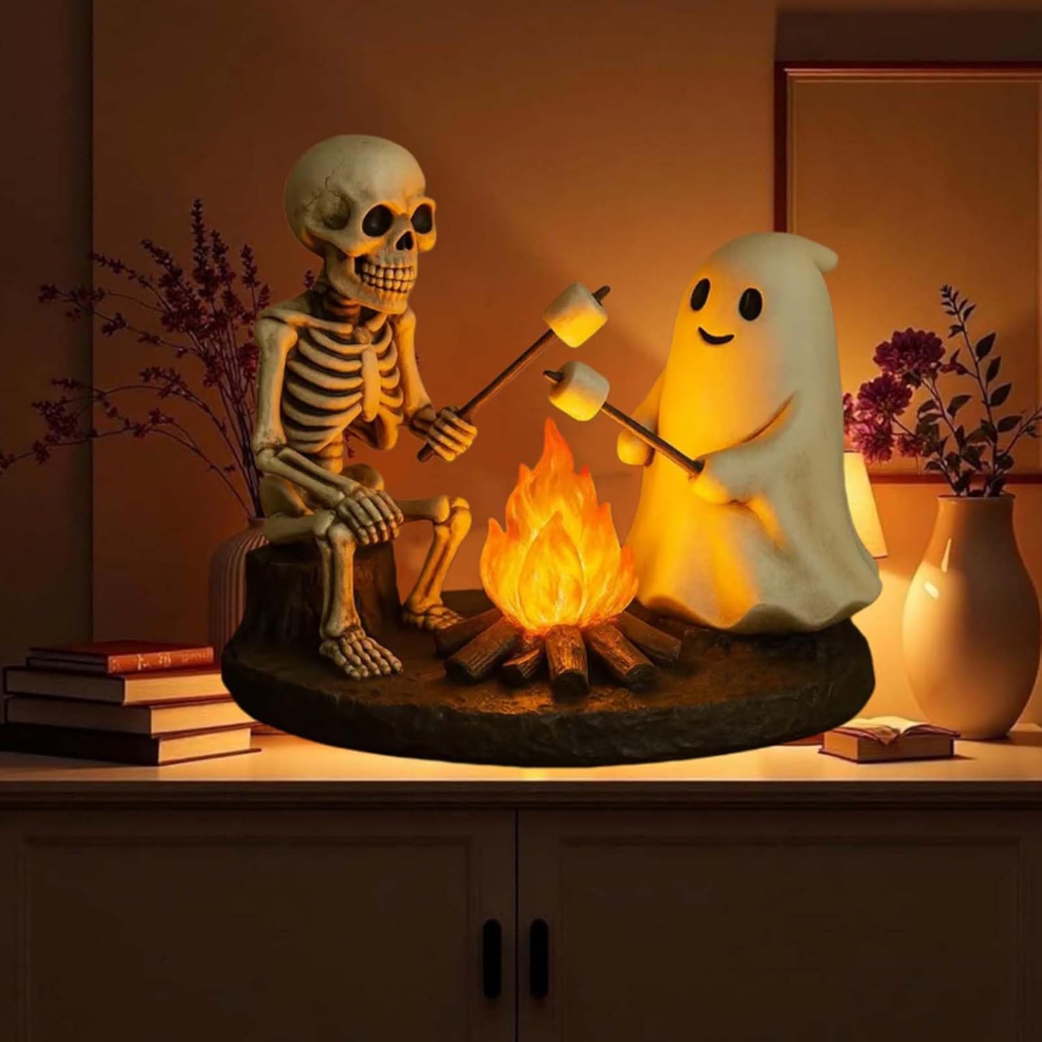 "🎃Skeleton & Ghost Bonfire Night Lamp – Spooky Vibes for Your Halloween Décor!👻"