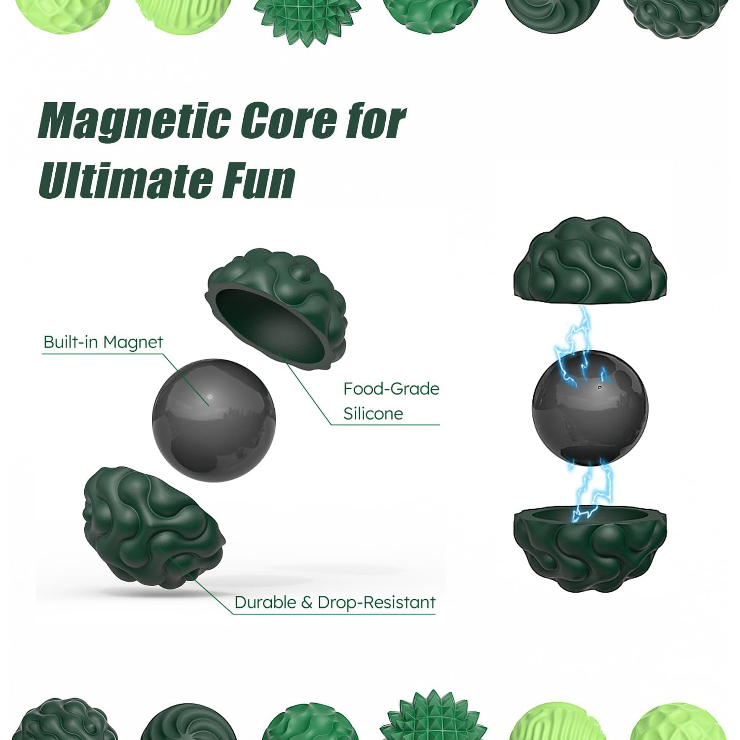 12 Pack Silicone Stress Relief Balls Stone for Adults