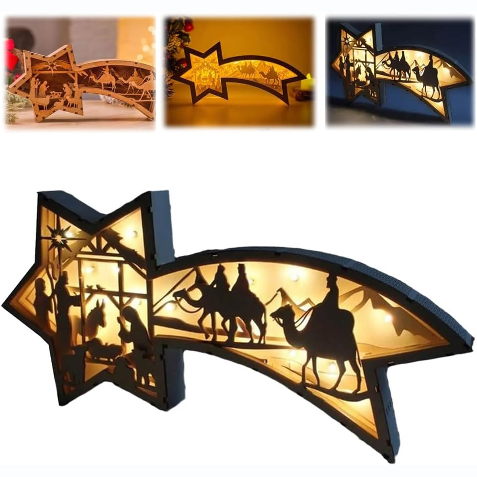 🌟LED Wooden Ornaments Star Shaped Desk Lamp