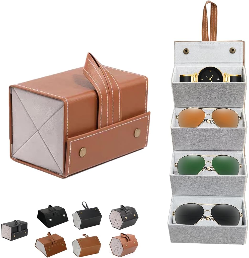 Multiple Glasses Leather Storage Case