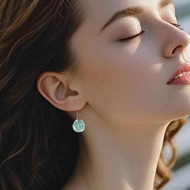 Recycled Glass Spiral Earrings: Upcycled Mason Jar Dangles