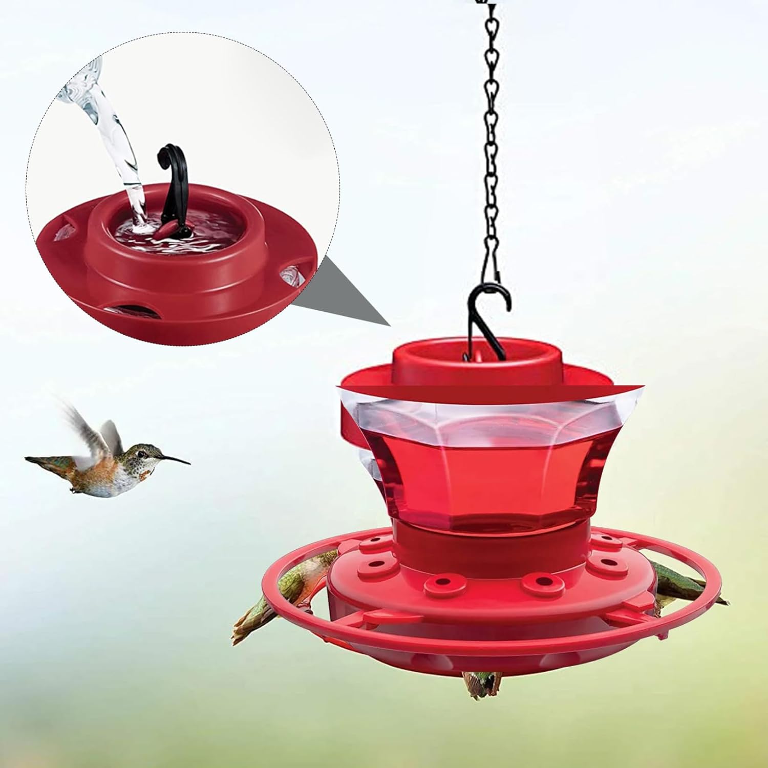Transparent Hummingbird Feeder for Garden