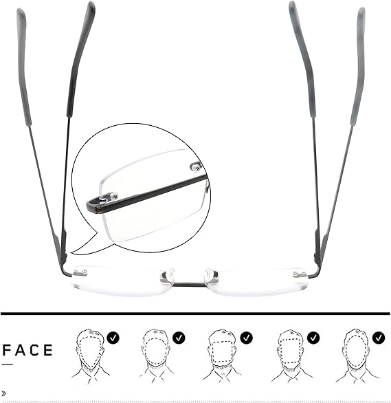 Progressive Multifocal Photochromic Rectangle Titanium Reading Glasses