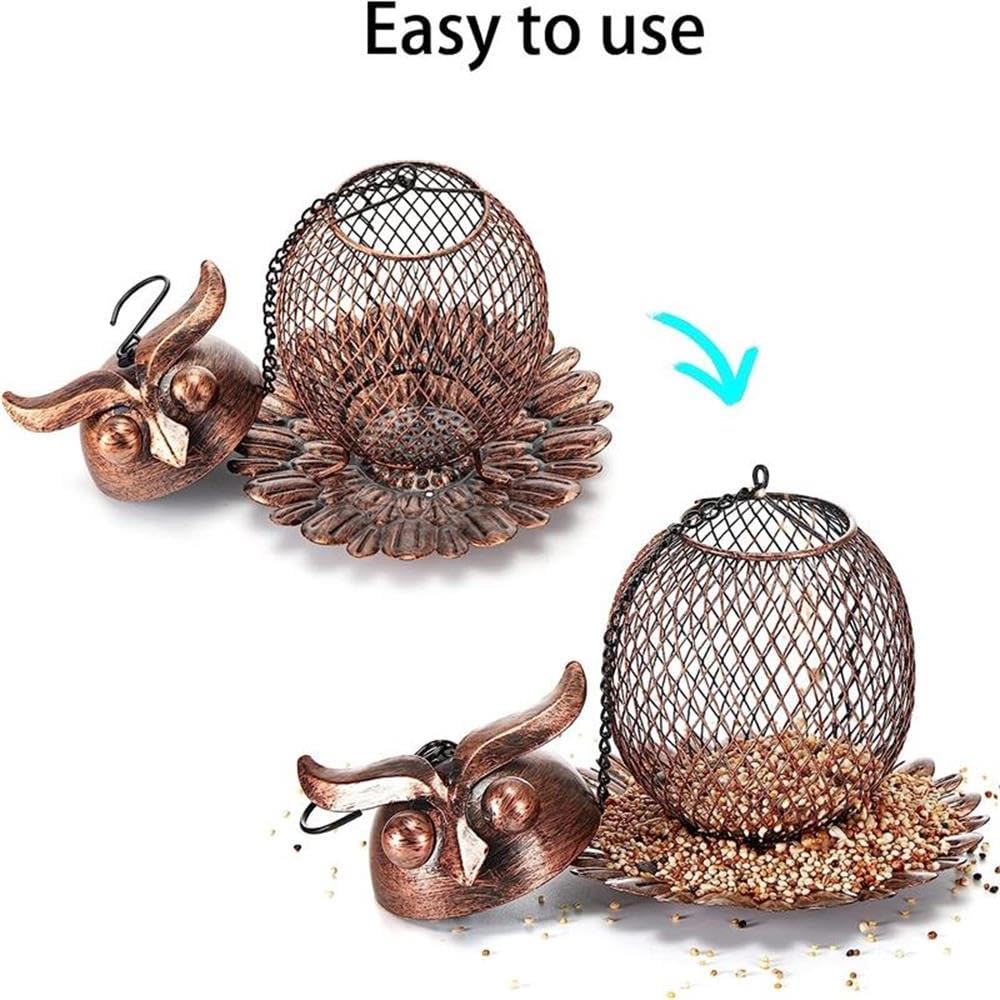 Owl Metal Hanging Bird Feeder