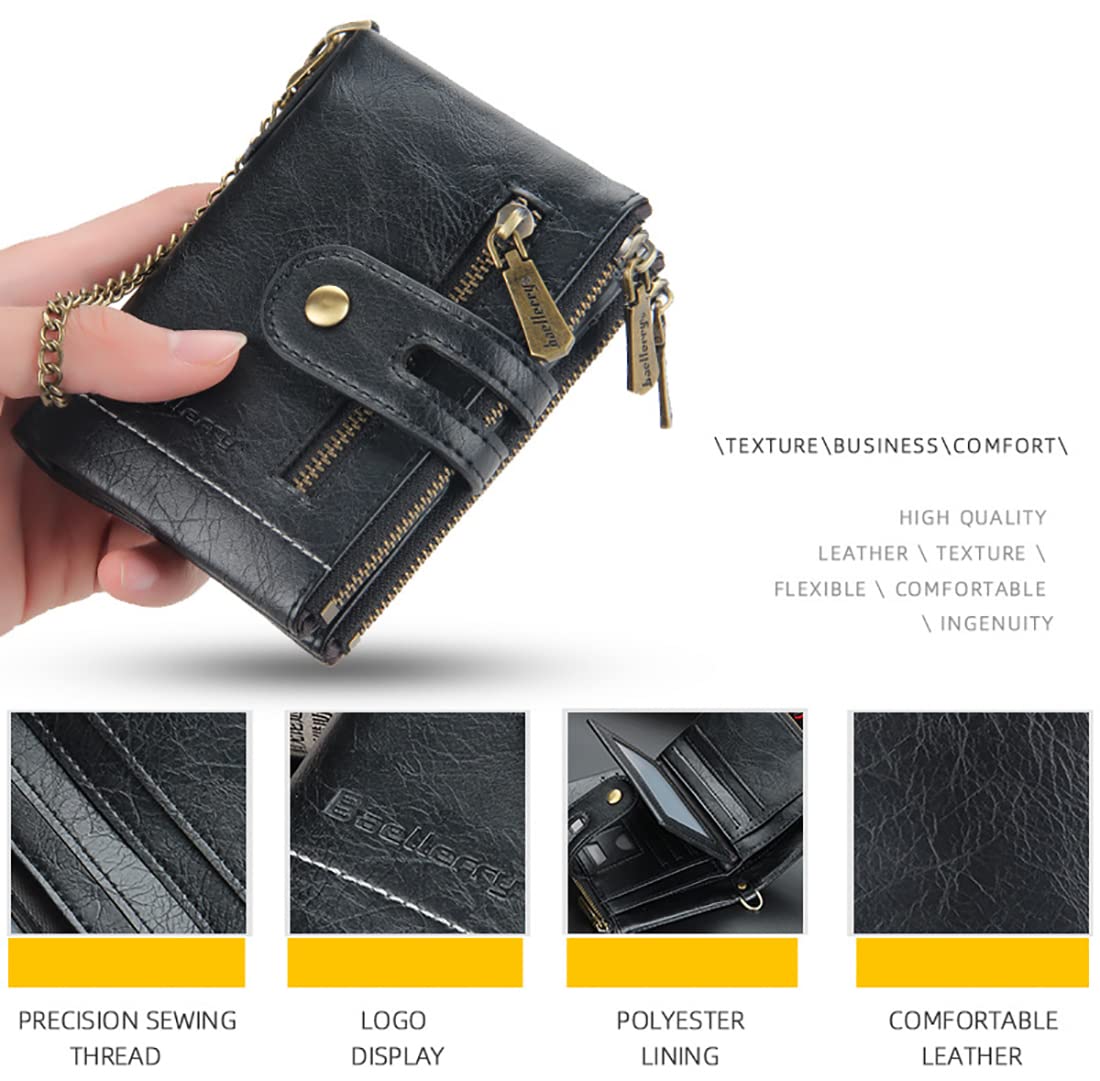Mens RFID Vintage Bifold Wallet with Chain