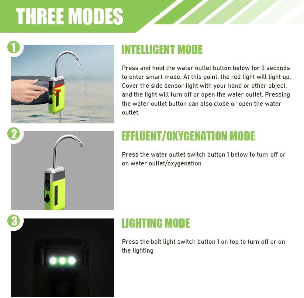🐟fishing tool: nduction pumping, oxygenation, lighting