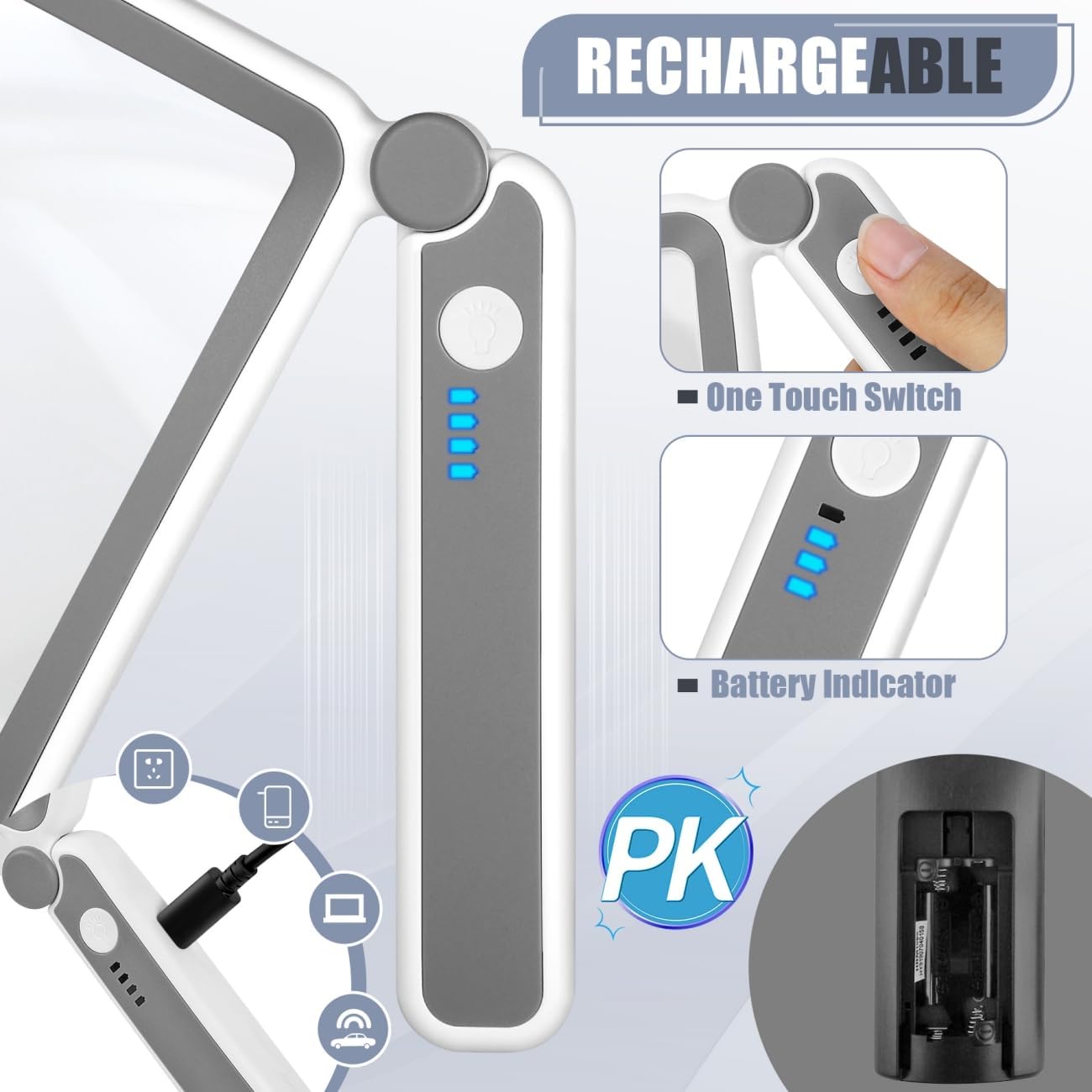  Rechargeable 5X Large Page Magnifier with Lightfor Reading