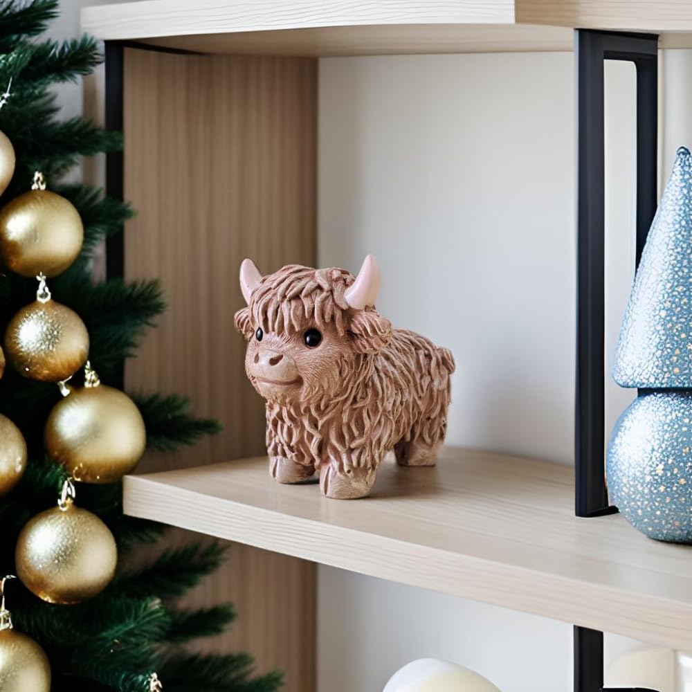 Cute Simulation Highland Cattle Resin Statue