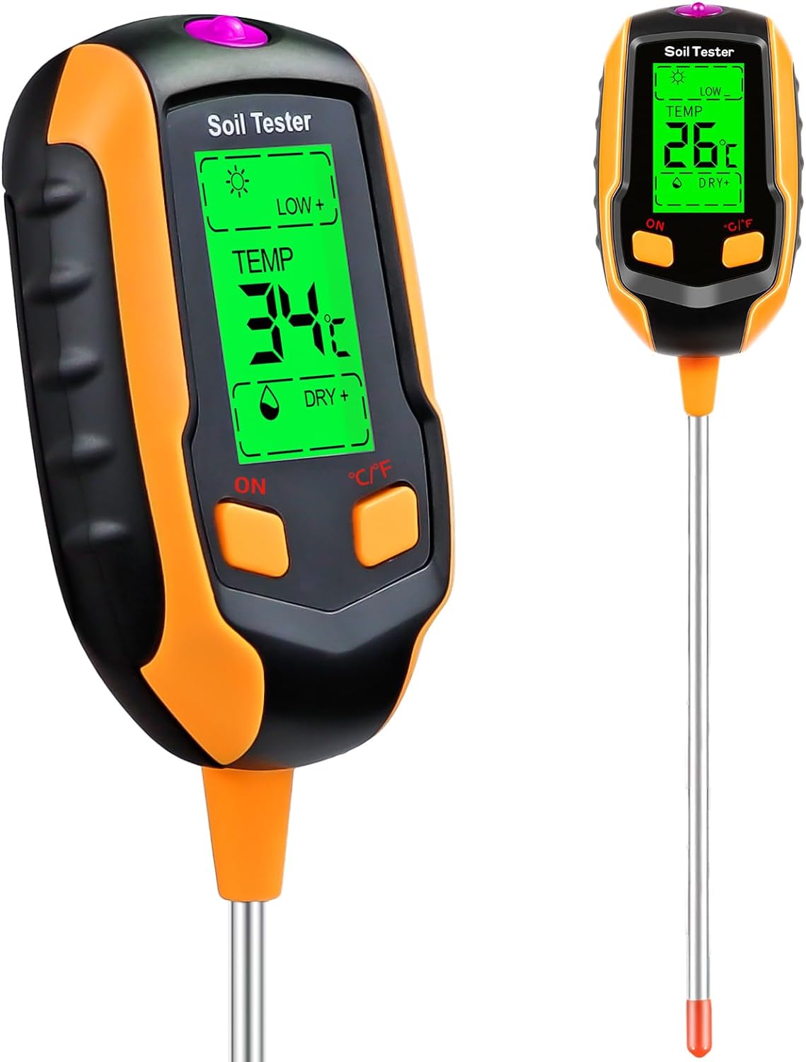 Soil Moisture Meter Digital Plant Temperature/Soil Moisture/PH Meter/Sunlight Intensity/Environment Humidity Backlight LCD display Soil Test Meter for Gardening, Farming and Outdoor Plants with 4 batteries