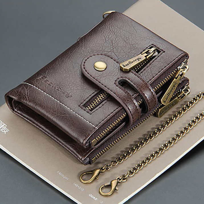 Mens RFID Vintage Bifold Wallet with Chain