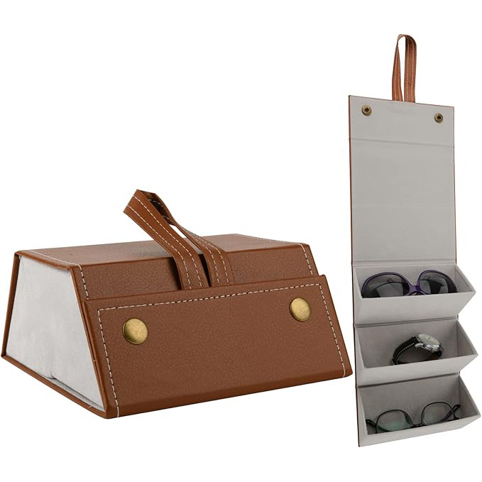 Multiple Glasses Leather Storage Case