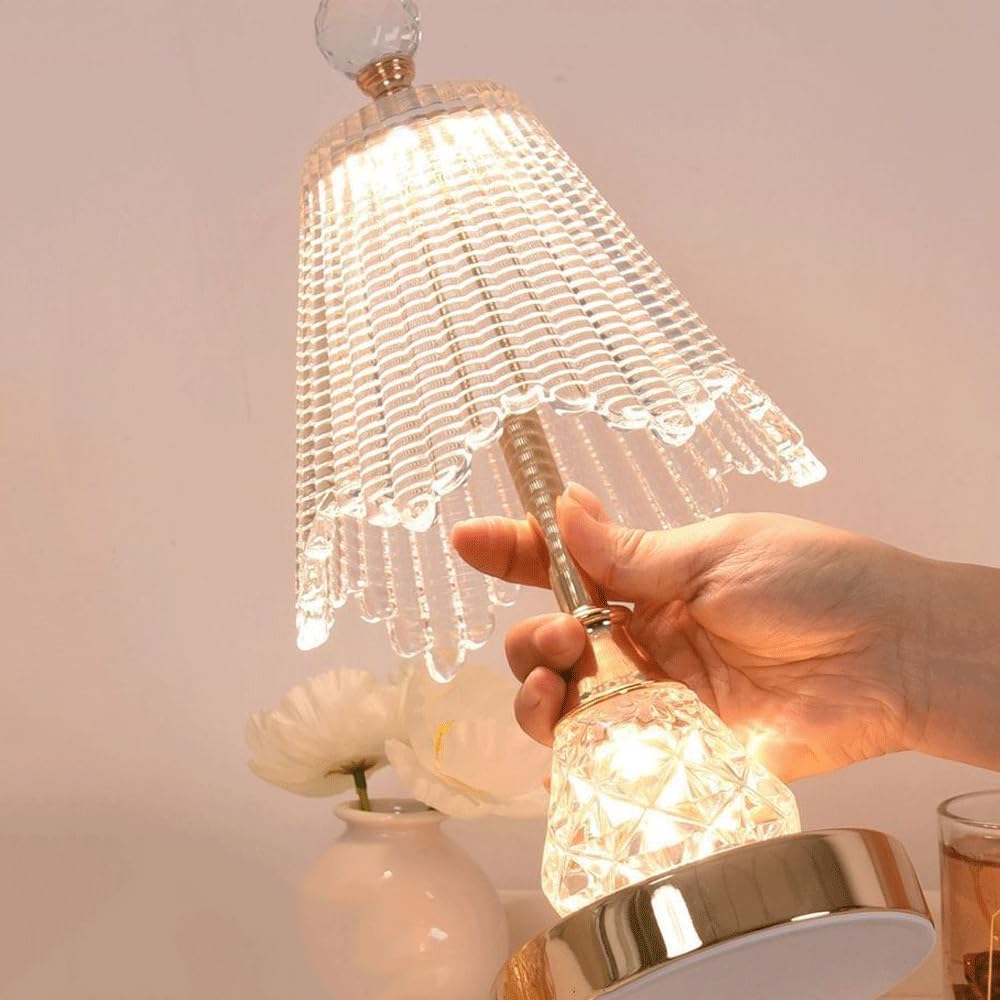 Luxury Crystal Touch Switch Cordless Bedside Lamp