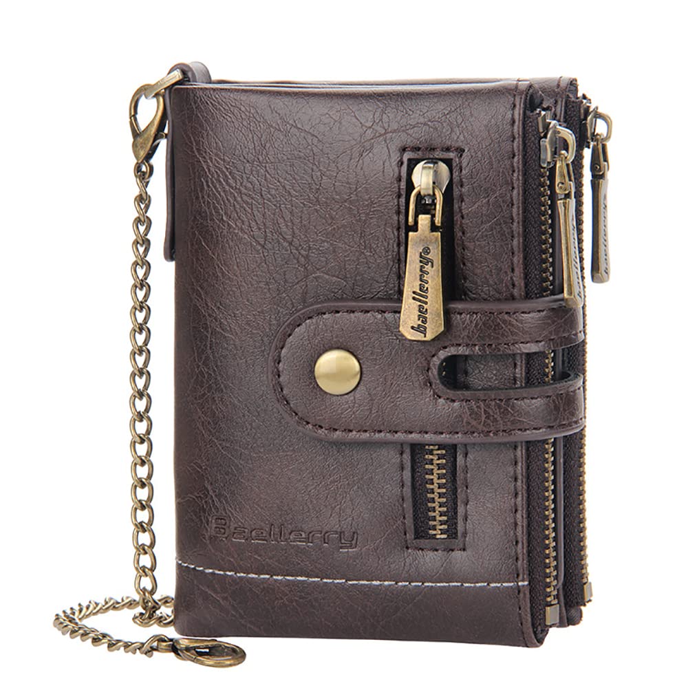 Mens RFID Vintage Bifold Wallet with Chain