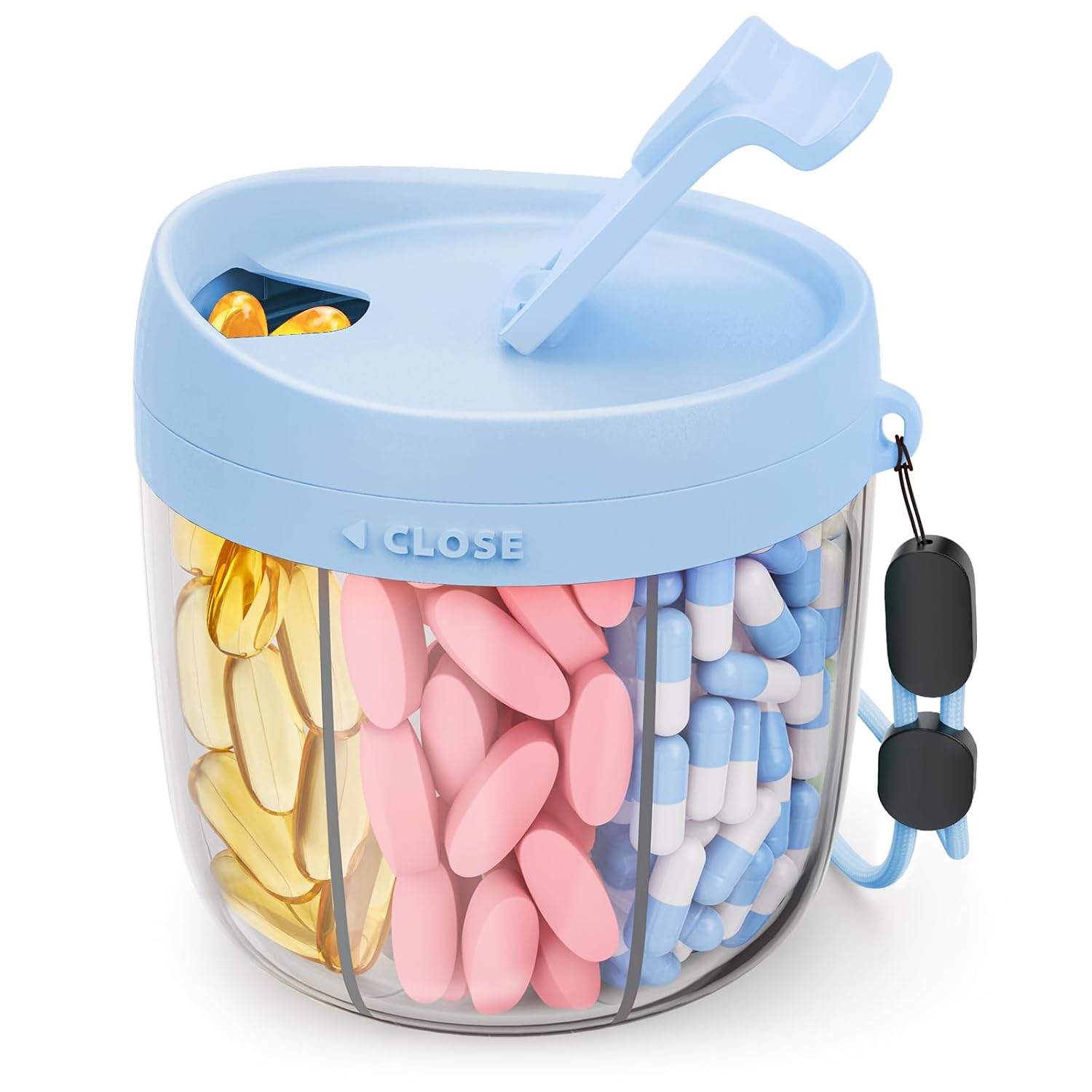 Cute Pill Dispenser with 7 Large Compartments