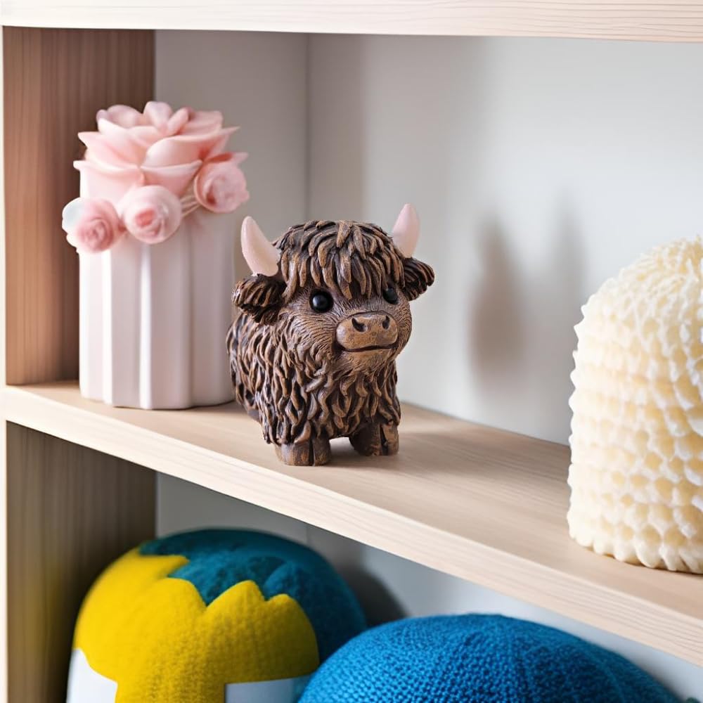 Cute Simulation Highland Cattle Resin Statue