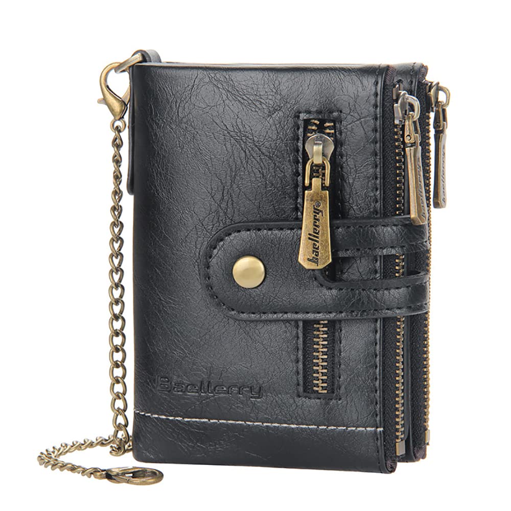 Mens RFID Vintage Bifold Wallet with Chain