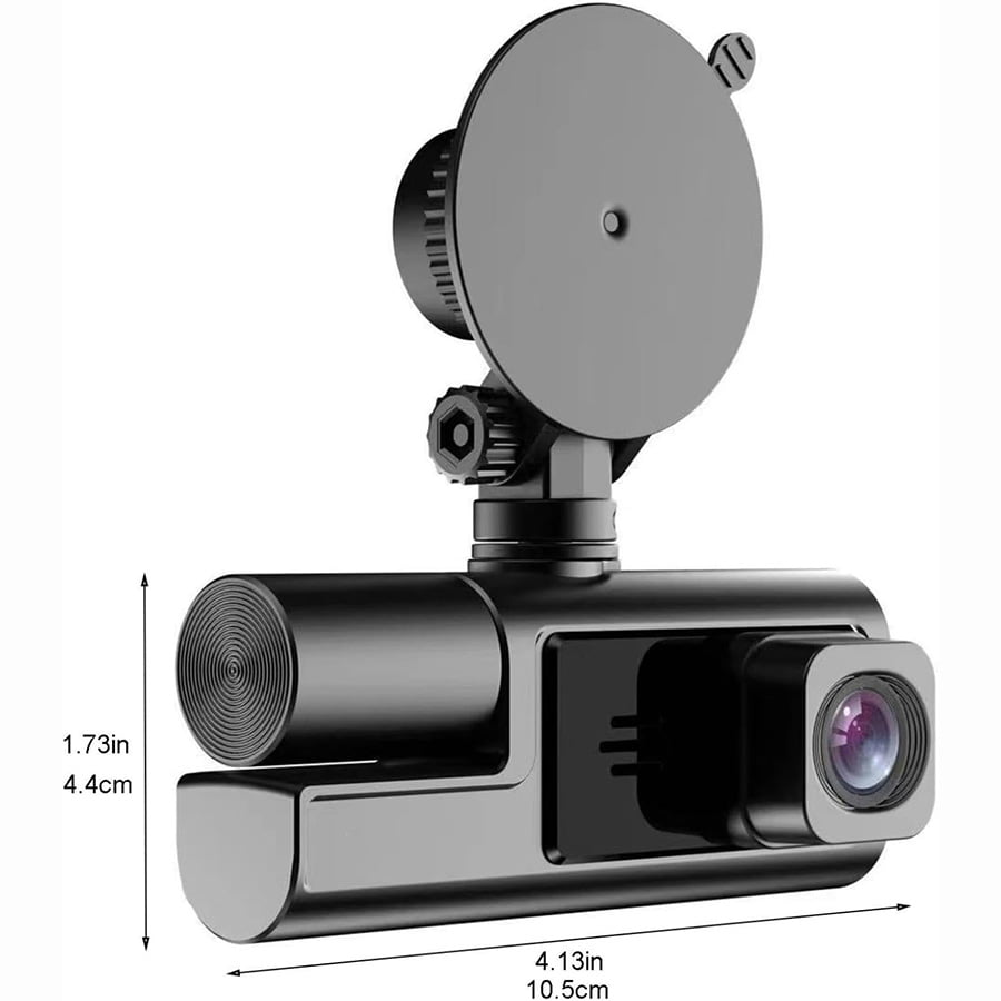 3 Channel Dash Cam Front and Inside, G-Sensor, 170°Wide Angle with Infrared Night Vision