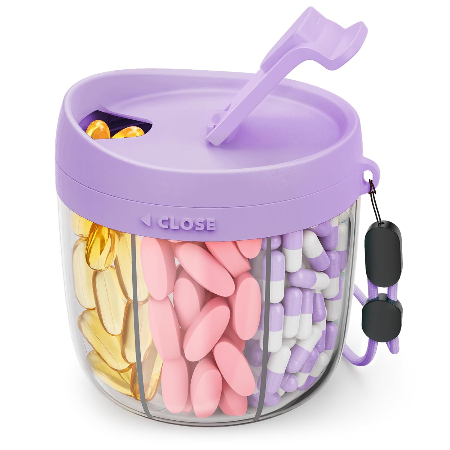 Cute Pill Dispenser with 7 Large Compartments