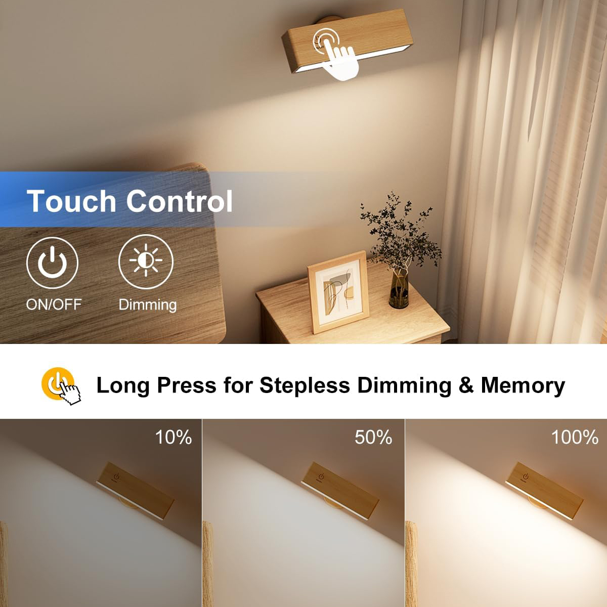 Battery Operated Wall Sconce Wood Wall Lamp