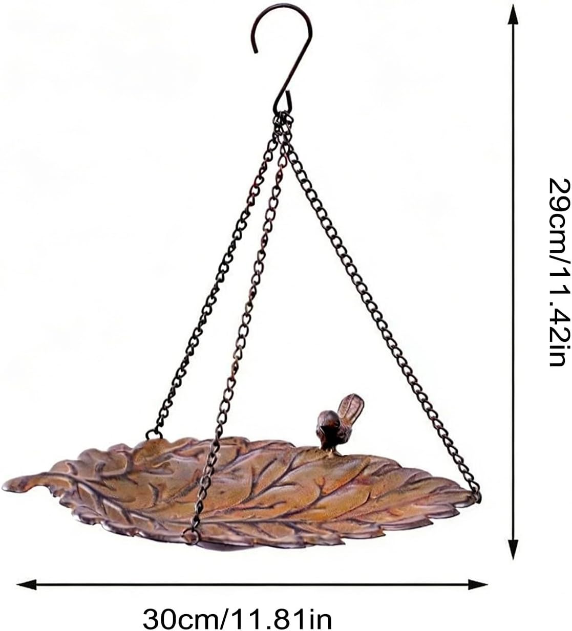 Hanging Leaf Metal Outdoor Bird Bowl