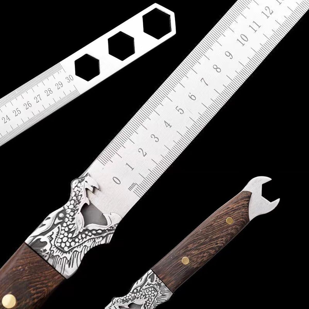 Manganese Steel Hardened Measuring Straightedge Tool Car self-defense wrench