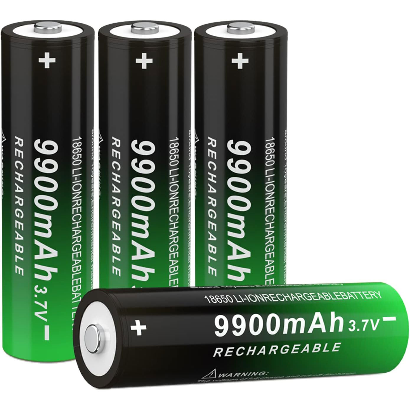 3.7 Volt Rechargeable Battery 9900mAh for Headlamp, Doorbells, Flashlight, Small Fan, etc (4 PCS)