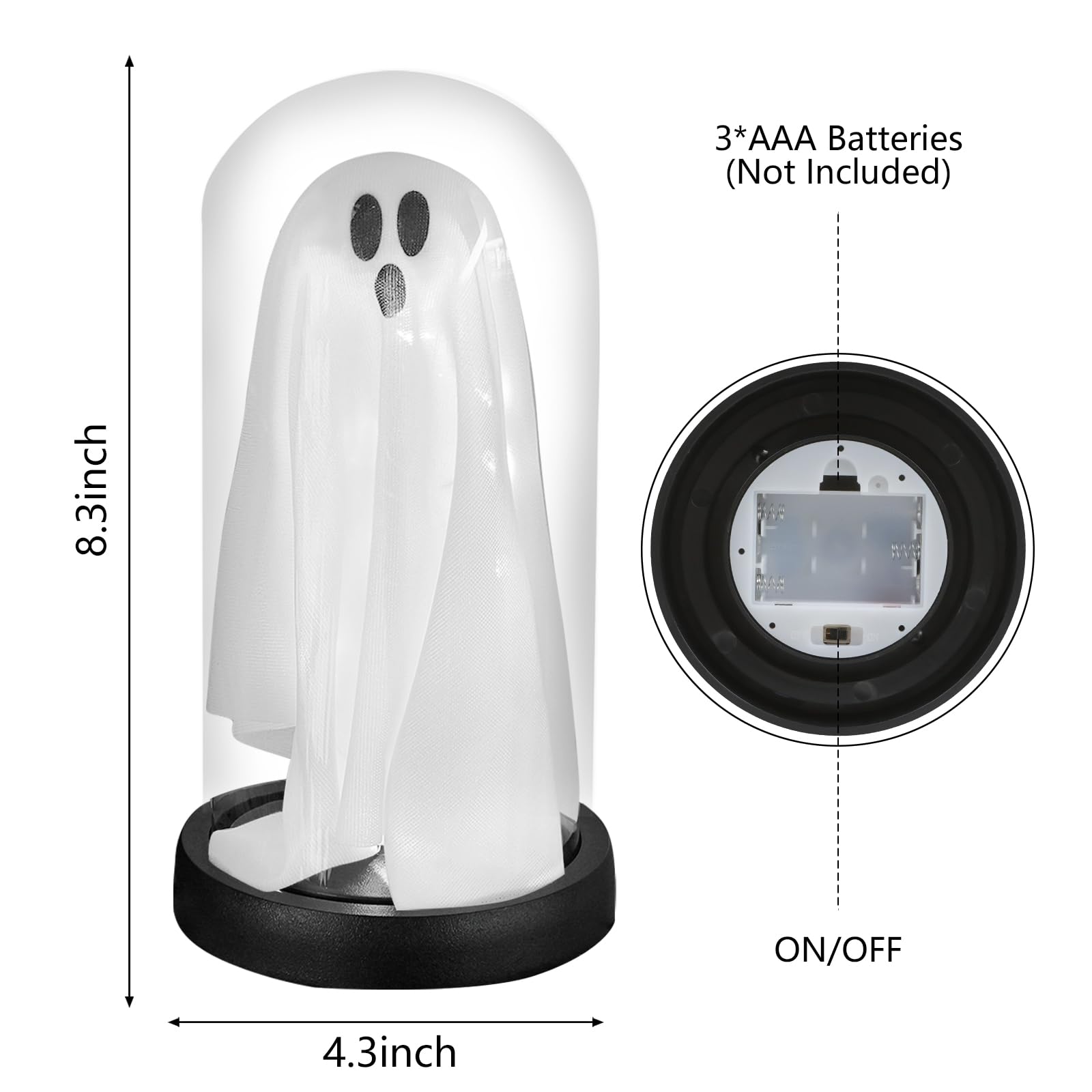 Cute glowing ghost in the glass cover