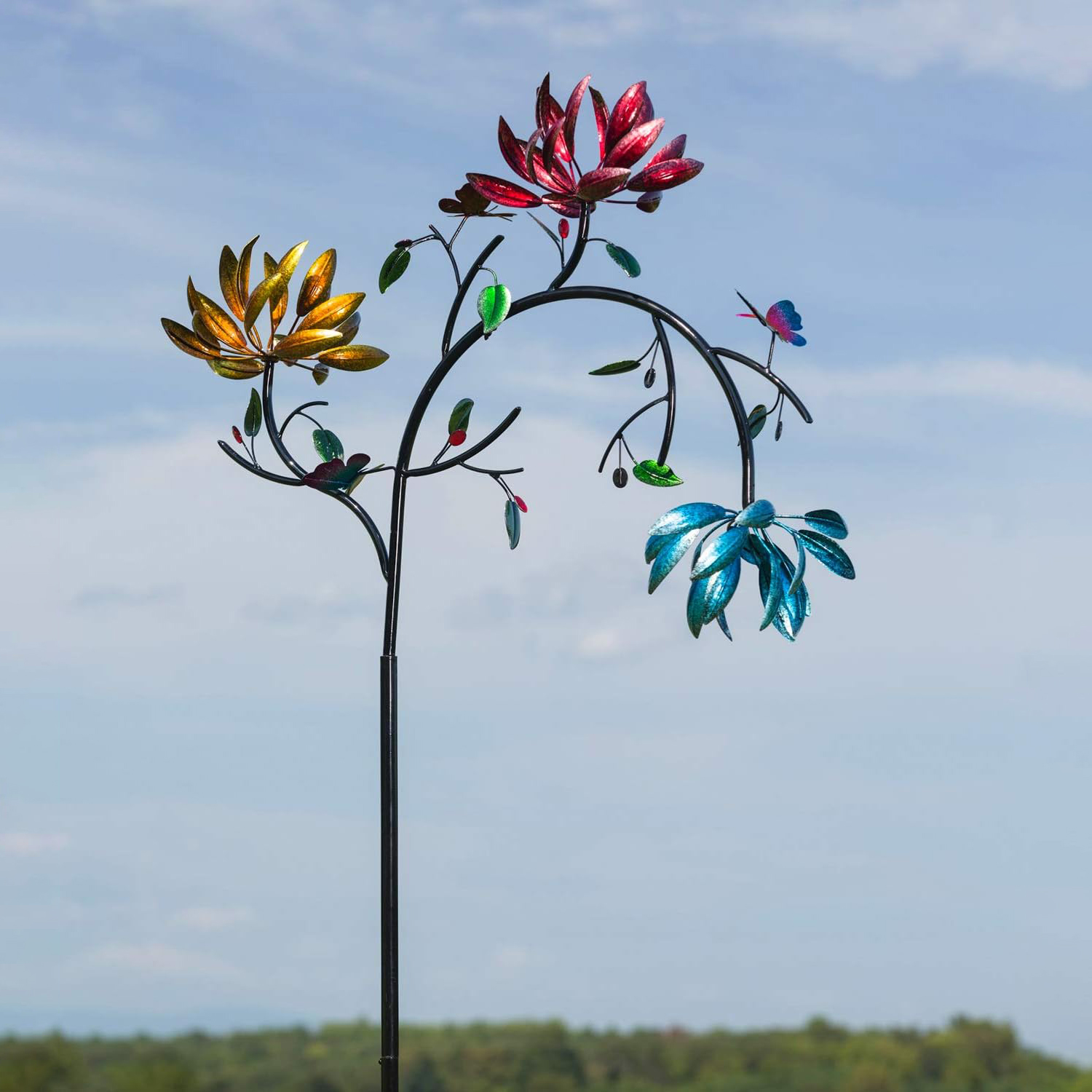 🔥Last Day 70% OFF - Beautiful Multi Colored Flowers Wind Spinner