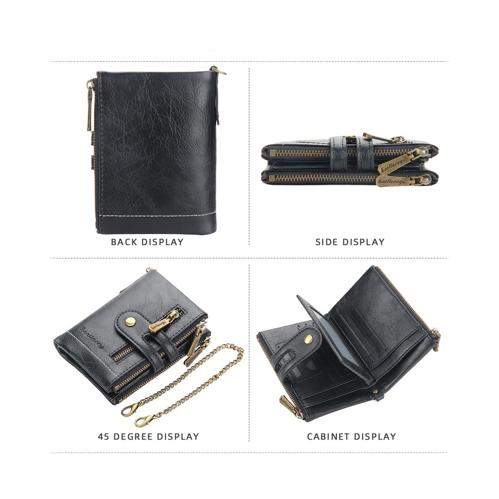 Mens RFID Vintage Bifold Wallet with Chain