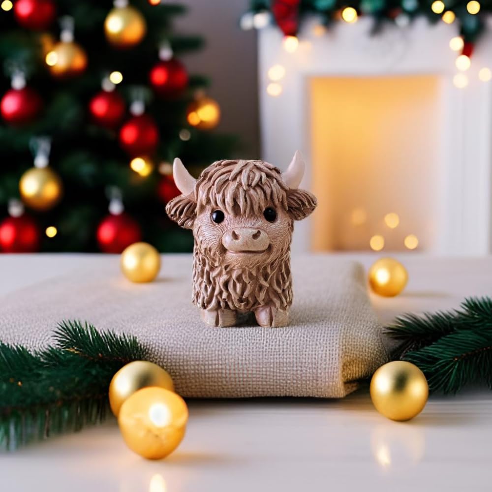 Cute Simulation Highland Cattle Resin Statue