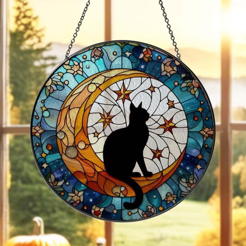 😻🌹12'' Cat Flower Suncatcher