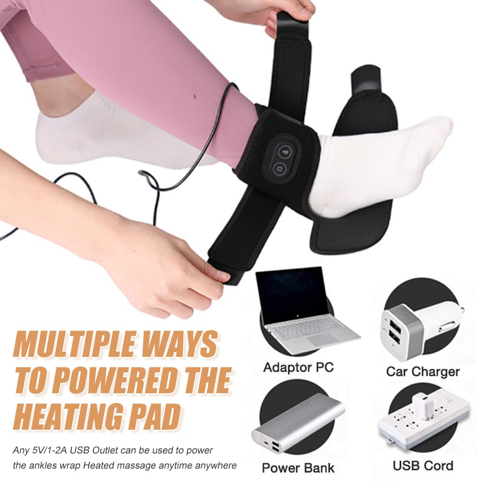 Heated Ankle Brace with Vibrating USB Foot Heating Pad