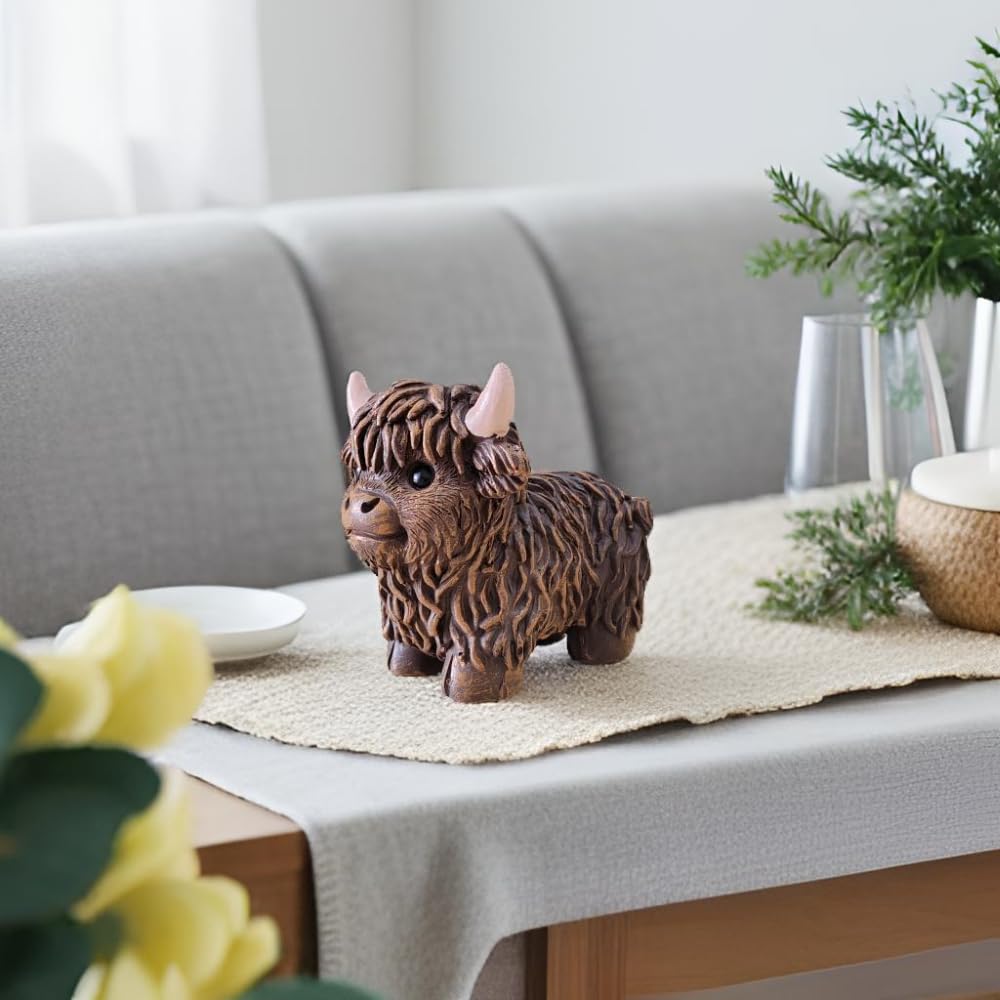 Cute Simulation Highland Cattle Resin Statue