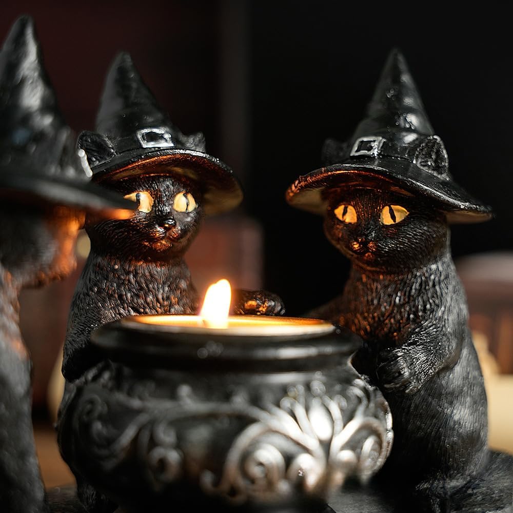 Wizard Cat Halloween Candle Holder