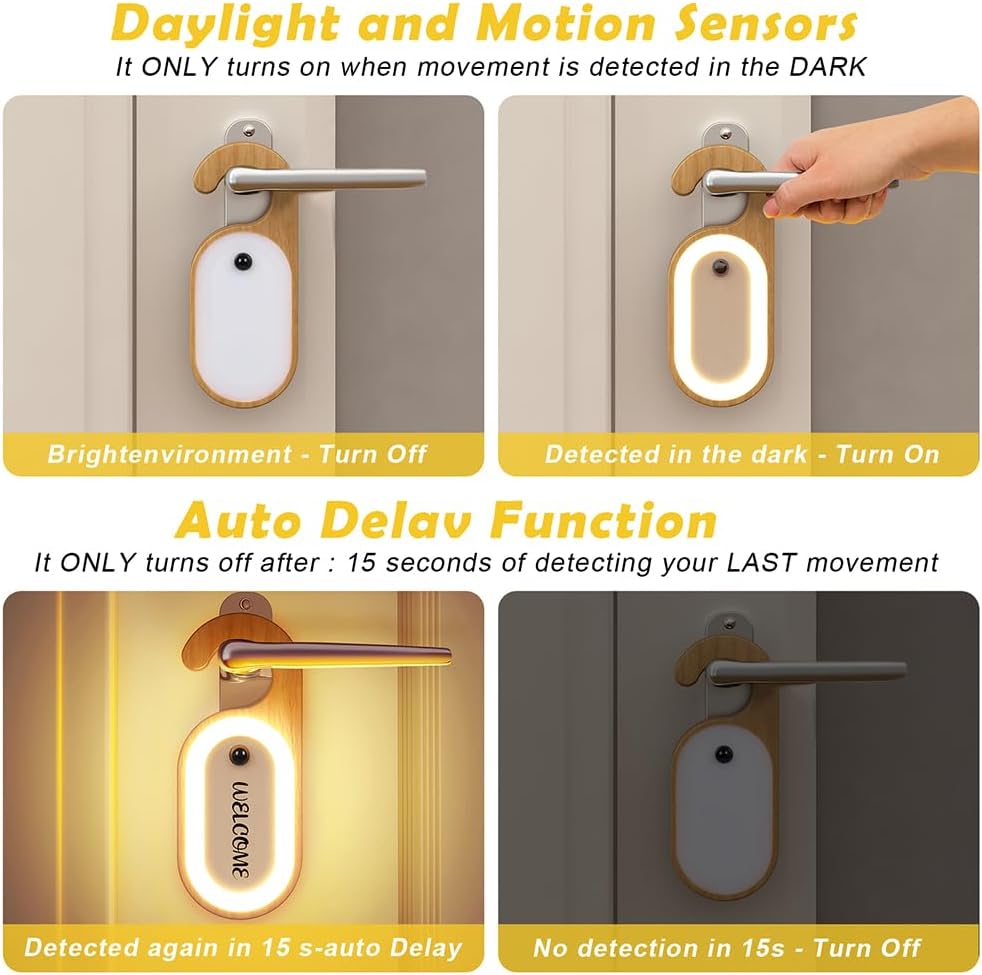 Rechargeable Smart Keyhole Light- Motion-Activated Wooden Door Lamp