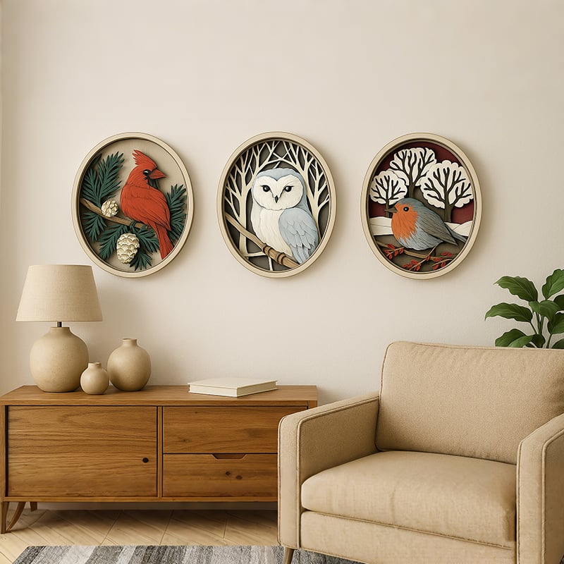 Handmade Wooden Art Bird Wall Decor