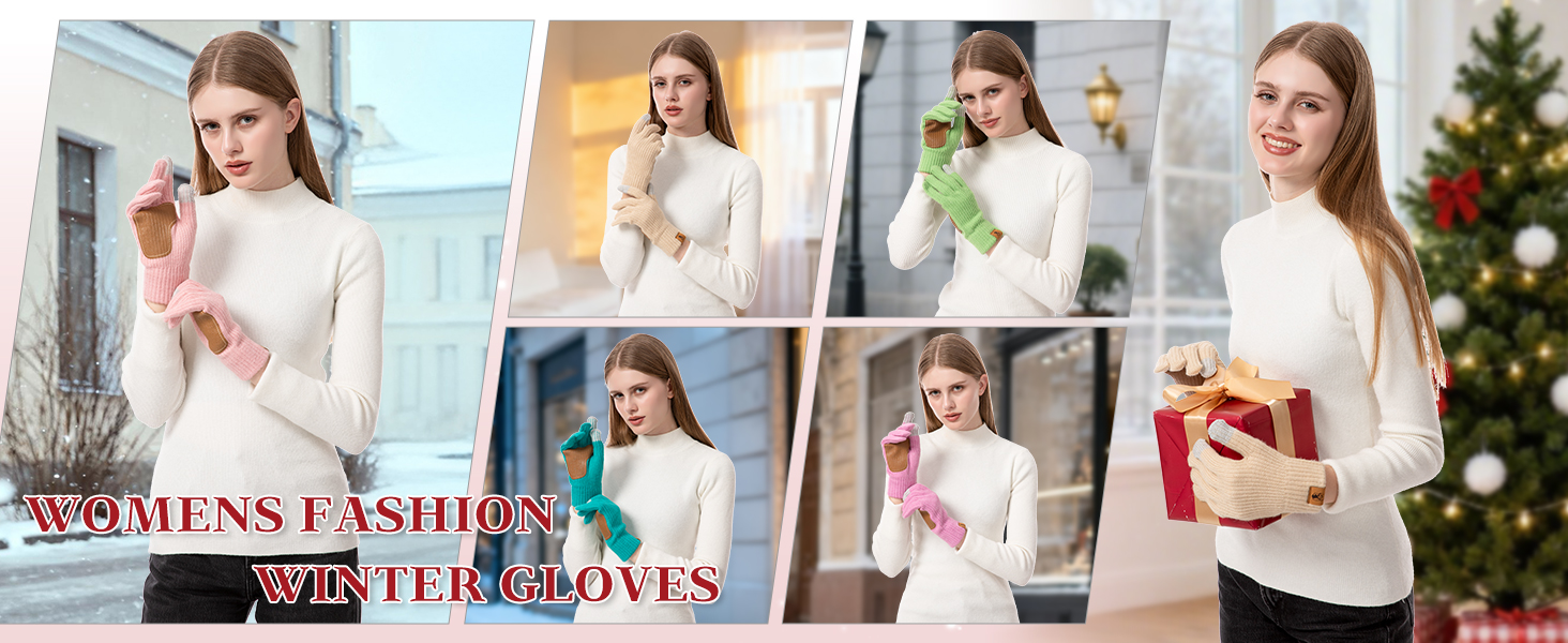 foldable windproof cuff and fleece lining womens gloves for cold weather