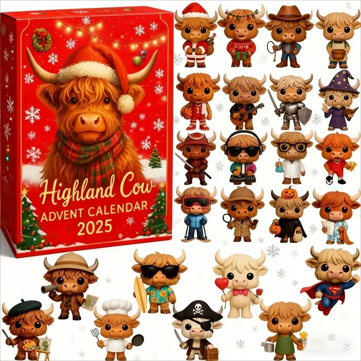 3D sculpture🐮Highland Cow Advent Calendar 2025 - Highland cow doll 🎄✨