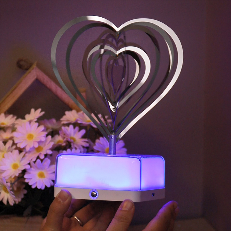 heart-shaped rotating colorful night light
