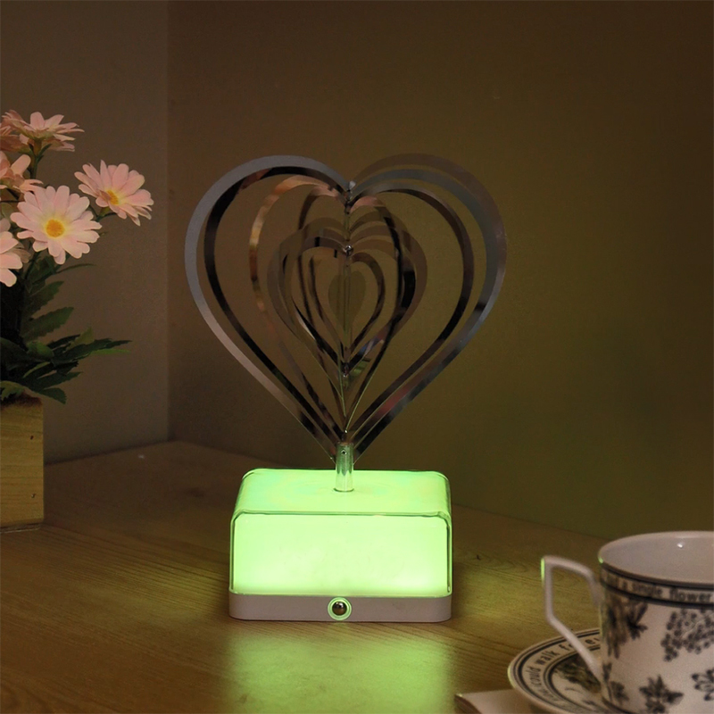 heart-shaped rotating colorful night light