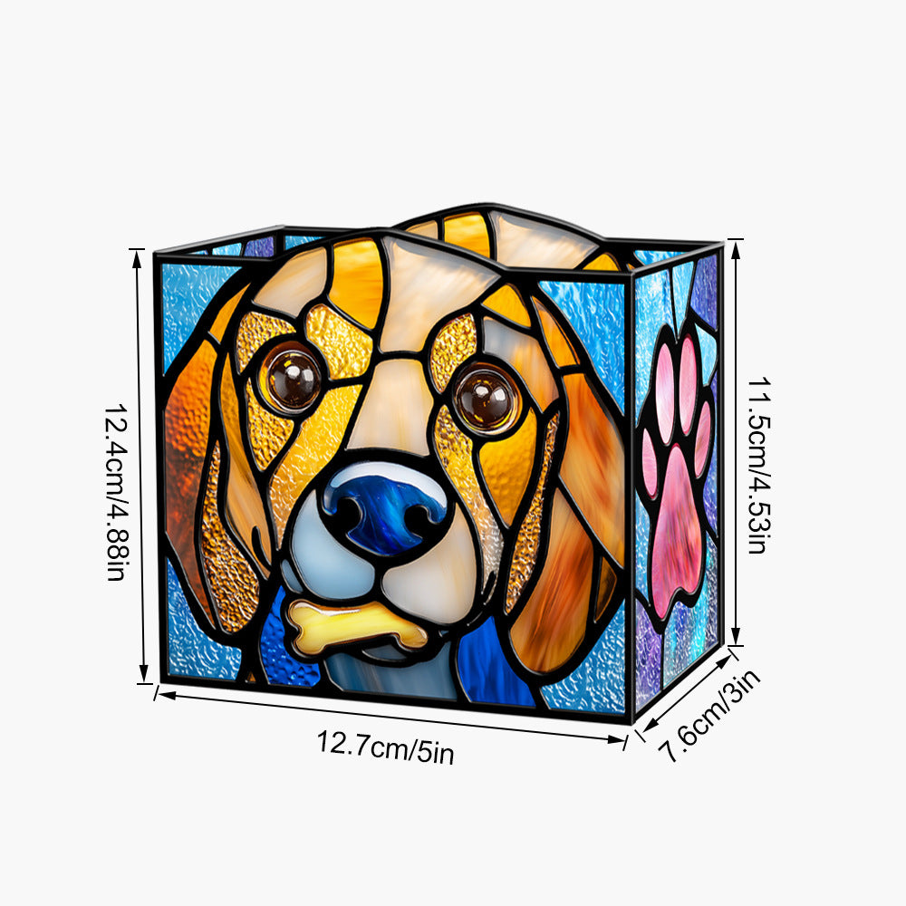 Stained-Glass-Style Acrylic Pen Holder for Colorful Desk Décor